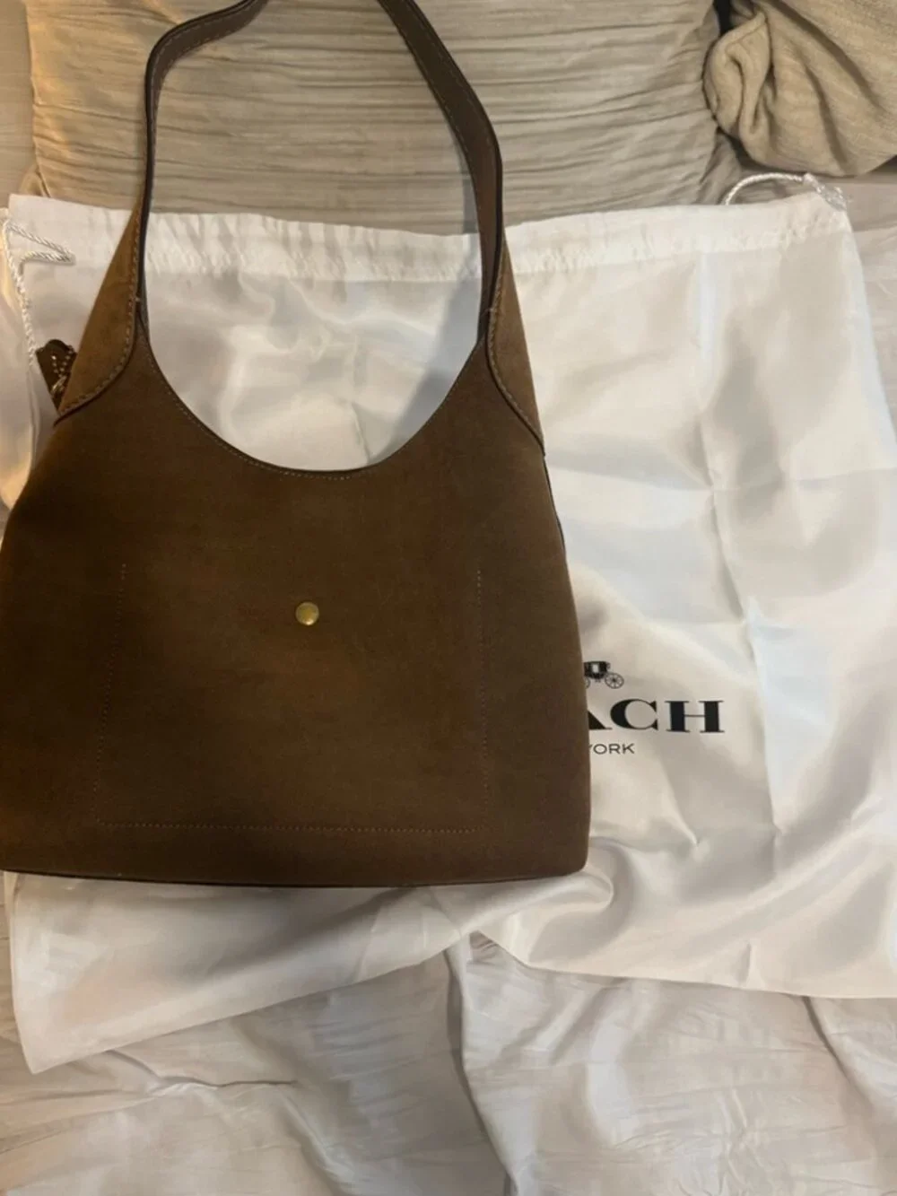 Coach Minimalist Suede Hobo Bag - Brown - Picture 3 of 5